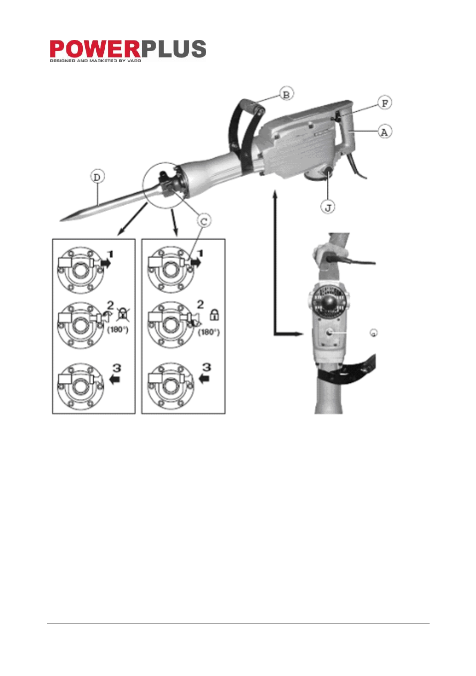 Dismantling, Lubrication - oil level, Check or change of carbon brushes | Powerplus POW30580 DEMOLITION HAMMER 1600W EN User Manual | Page 7 / 10