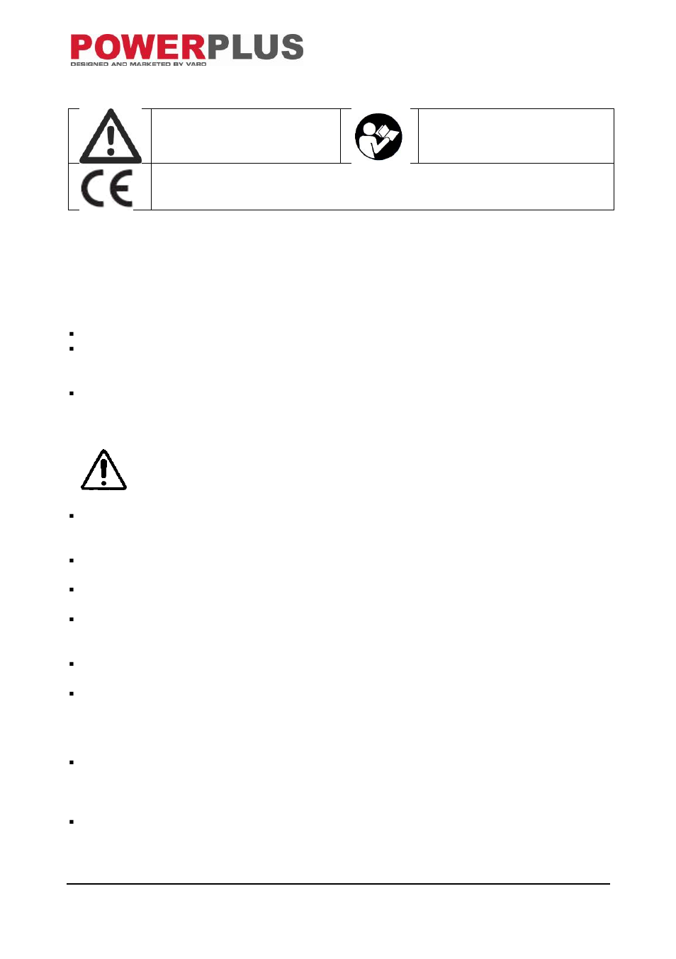 Symbols, General power tool safety warnings, Working area | Electrical safety, Personal safety | Powerplus POW326 SCREWDRIVER 4.8V 50PCS EN User Manual | Page 3 / 8