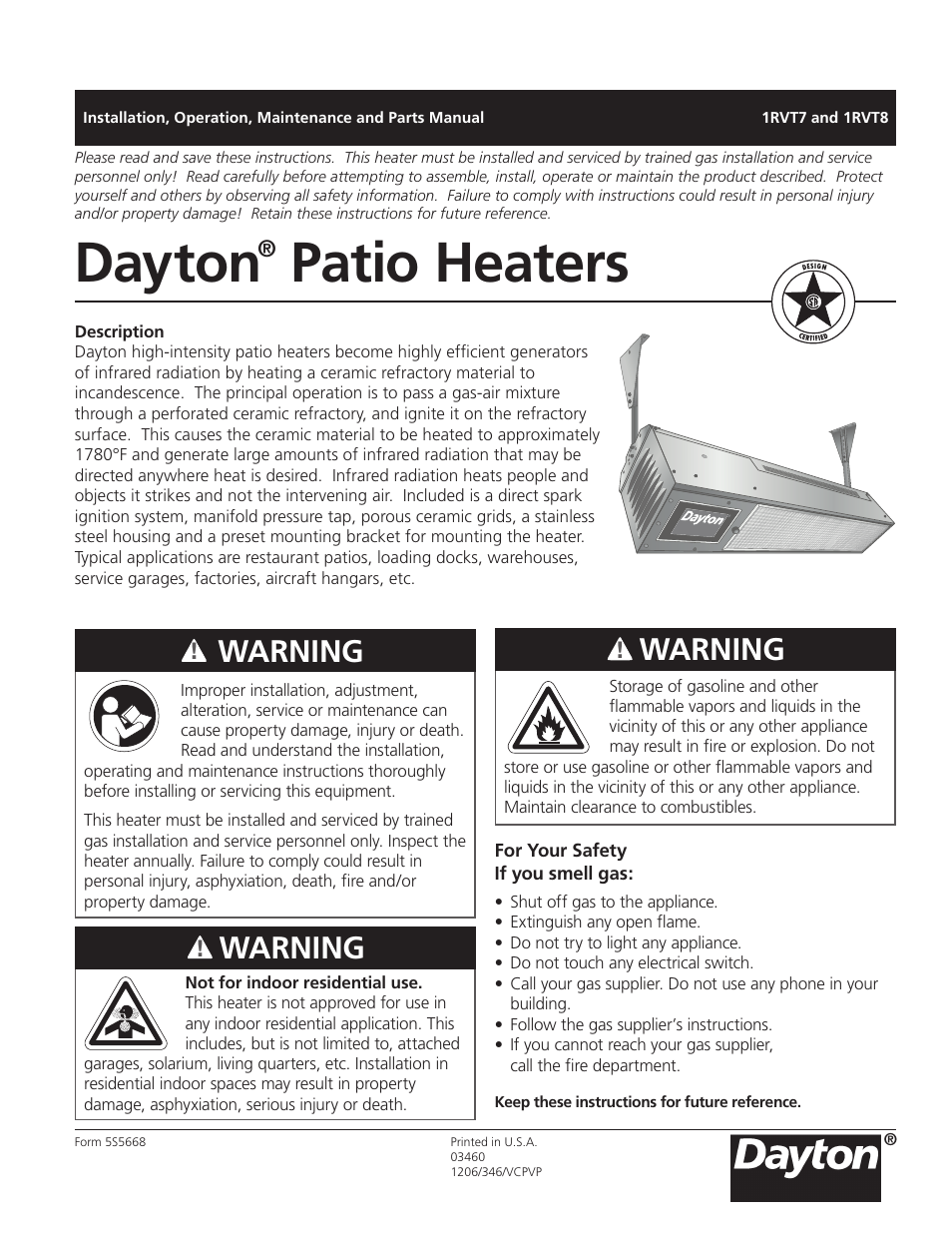 Dayton 1RVT8 User Manual | 24 pages