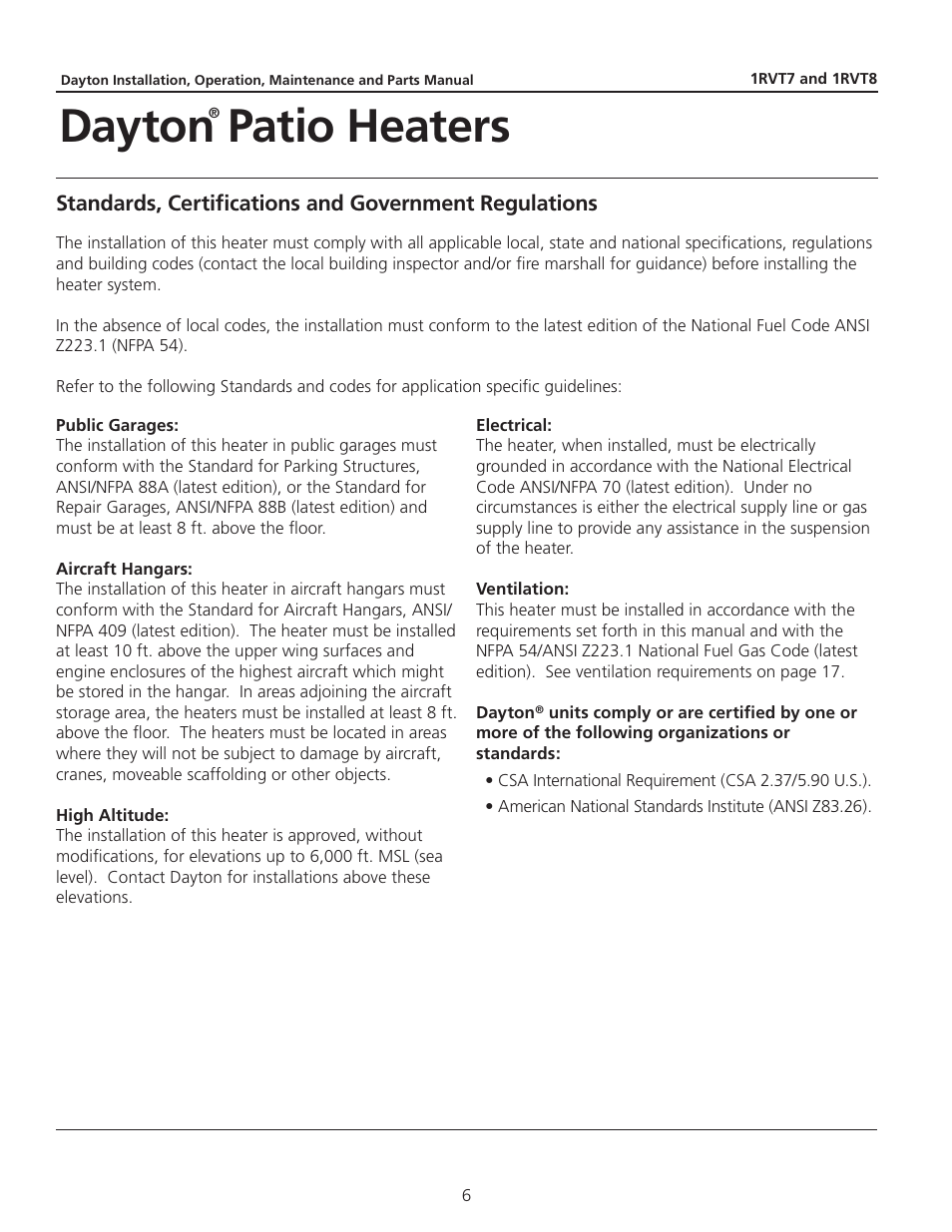 Dayton patio heaters | Dayton 1RVT8 User Manual | Page 6 / 24