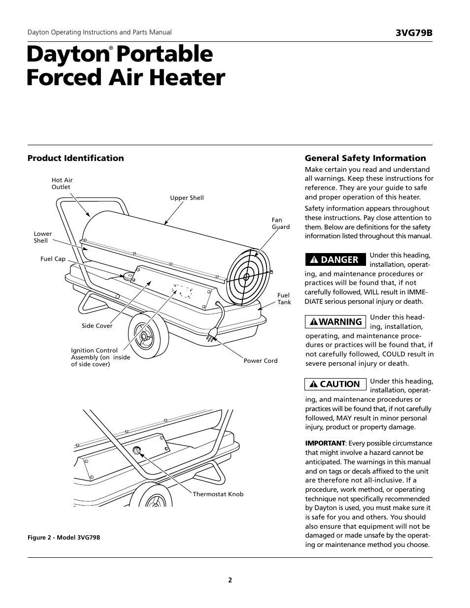 Dayton portable forced air heater | Dayton 3VG79B User Manual | Page 2 / 16