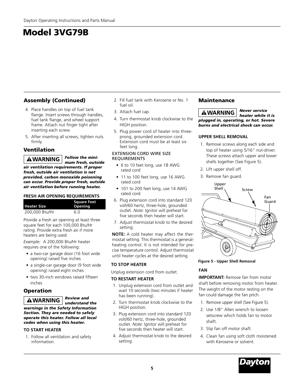 Model 3vg79b | Dayton 3VG79B User Manual | Page 5 / 16