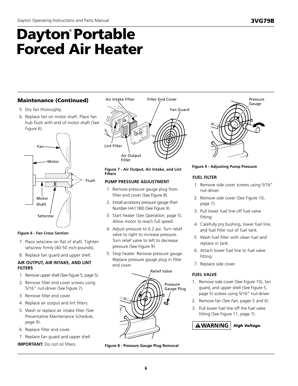 Dayton portable forced air heater, 3vg79b | Dayton 3VG79B User Manual | Page 6 / 16