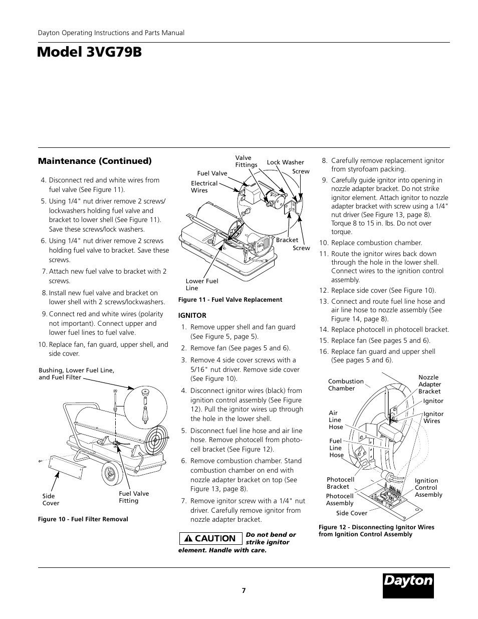 Model 3vg79b, Maintenance (continued) | Dayton 3VG79B User Manual | Page 7 / 16