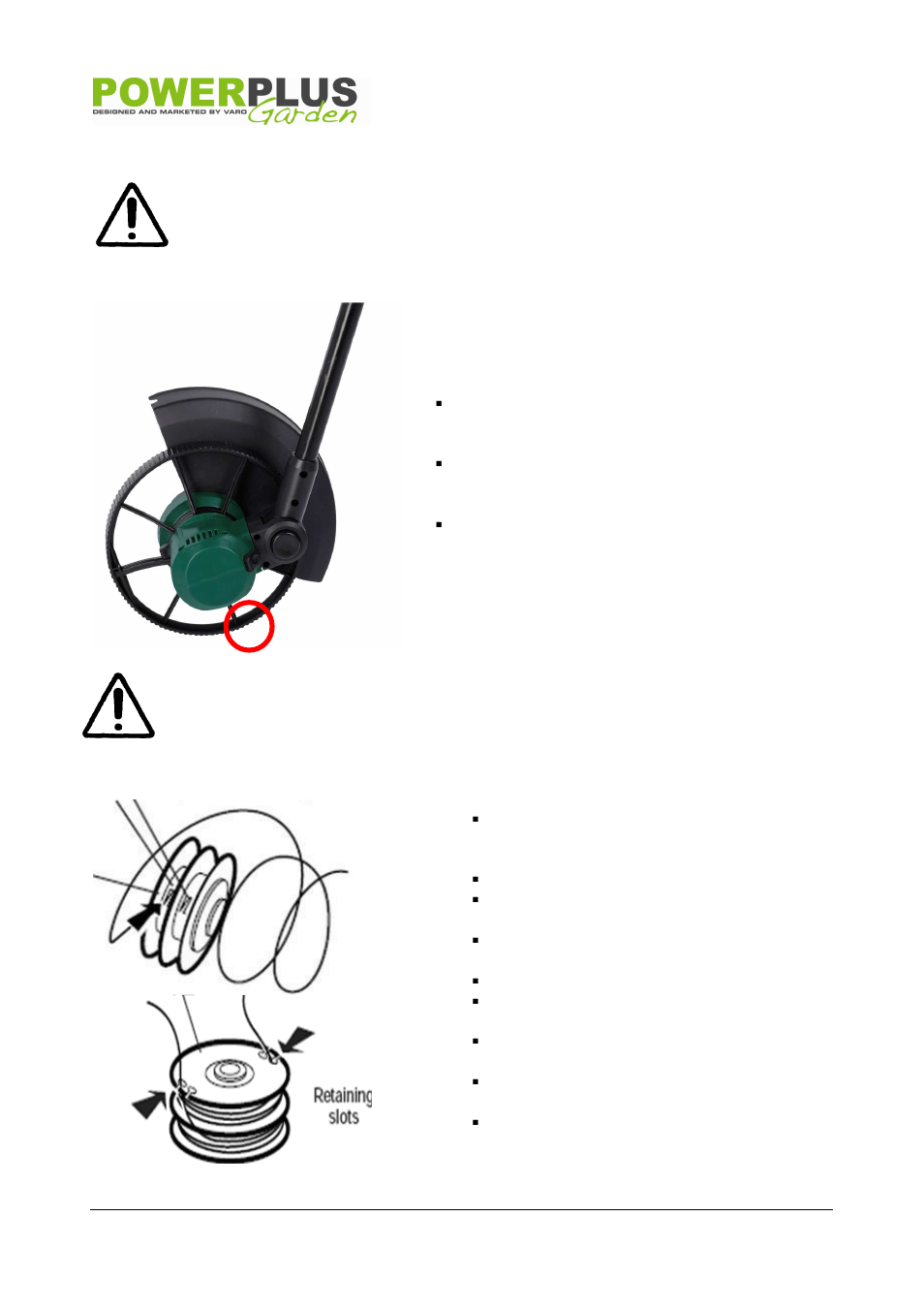 Powerplus POW6016 GRASS TRIMMER 500W 300MM EN User Manual | Page 7 / 10