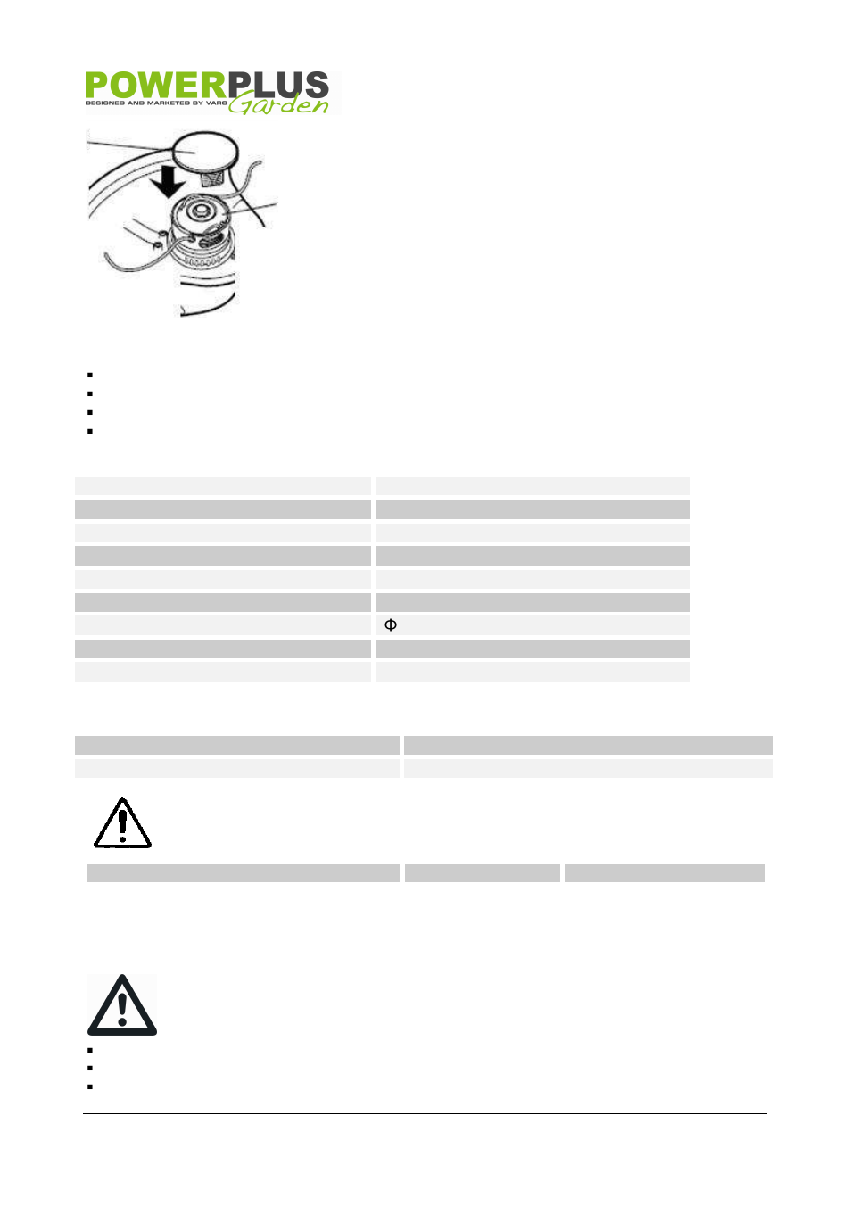 Pow6016, 11 technical data, 12 noise | 13 cleaning and maintenance | Powerplus POW6016 GRASS TRIMMER 500W 300MM EN User Manual | Page 8 / 10