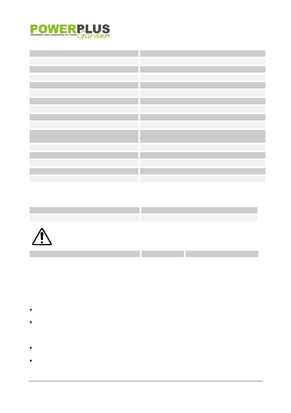 Technical data, Noise, Storage | Warranty, 13 technical data, 14 noise, 15 storage, 16 warranty | Powerplus POW63777 LAWNMOWER 173CC 530MM EN User Manual | Page 15 / 17