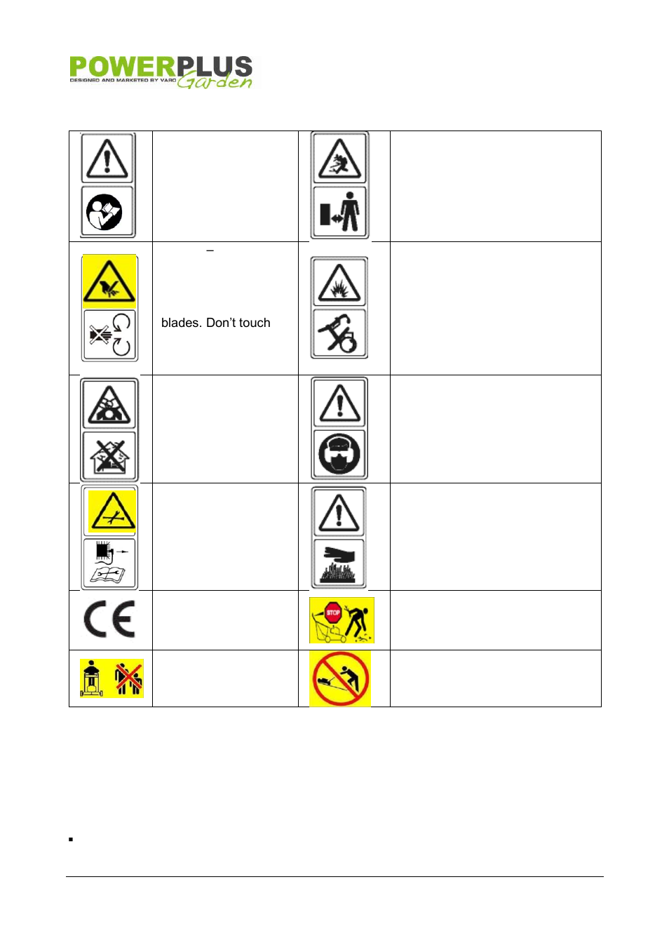 Symbols, General safety rules, Training | Powerplus POW63777 LAWNMOWER 173CC 530MM EN User Manual | Page 4 / 17