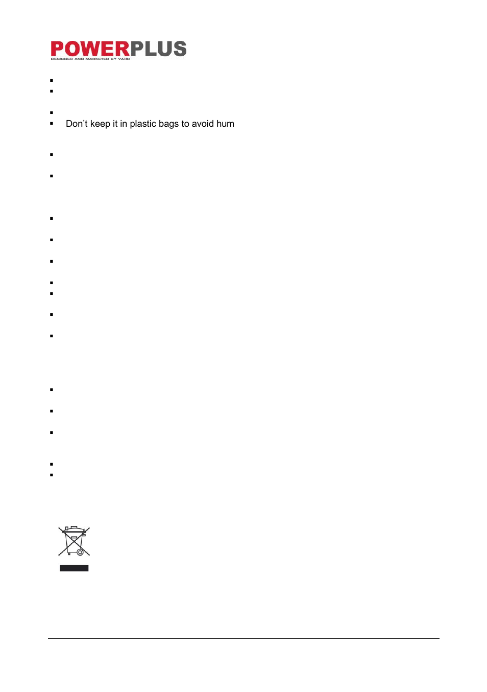 Storage, Warranty, Environment | Powerplus POW706 HEAT GUN 2000W EN User Manual | Page 8 / 9