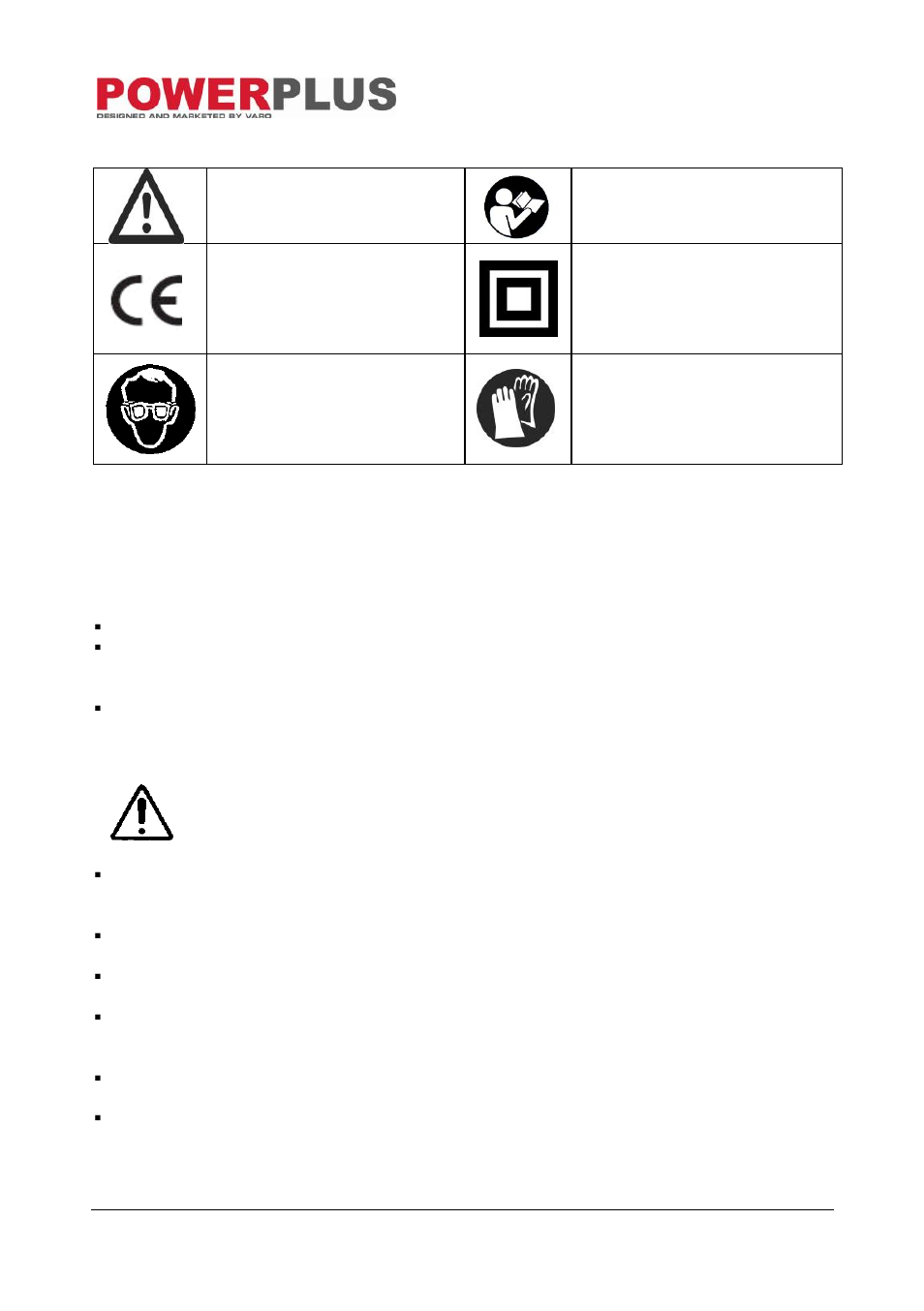 Symbols, General power tool safety warnings, Working area | Electrical safety | Powerplus POW737 NAIL/STAPLE GUN EN User Manual | Page 3 / 8
