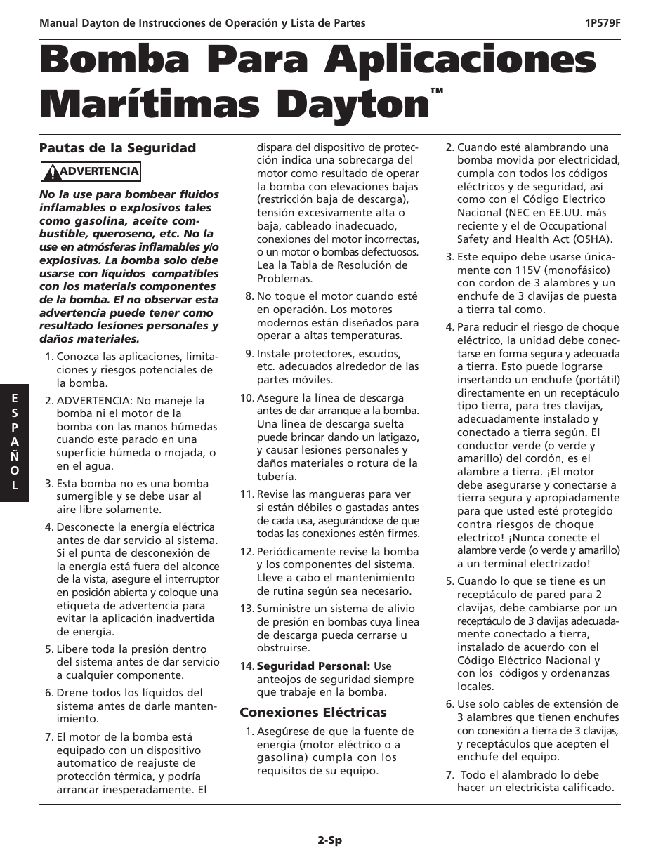 Bomba para aplicaciones marítimas dayton | Dayton 1P579F User Manual | Page 8 / 20