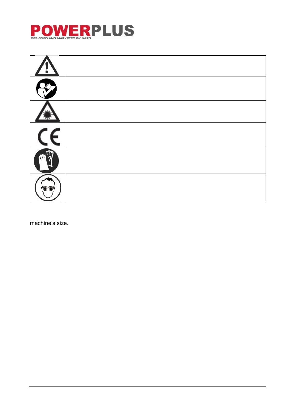 Symbols, Correct use of your pow8130 | Powerplus POW8130 MITRE SAW 1500W 210MM EN User Manual | Page 4 / 12