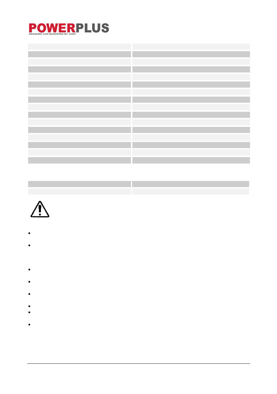 Technical data, Noise, Warranty | Powerplus POW8561 TABLE SAW 1800W 250MM EN User Manual | Page 13 / 15
