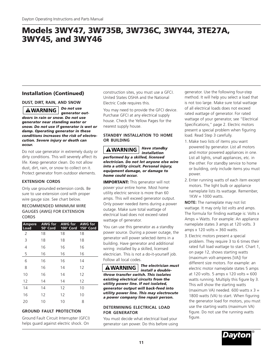 Dayton 3WY47 User Manual | Page 11 / 40