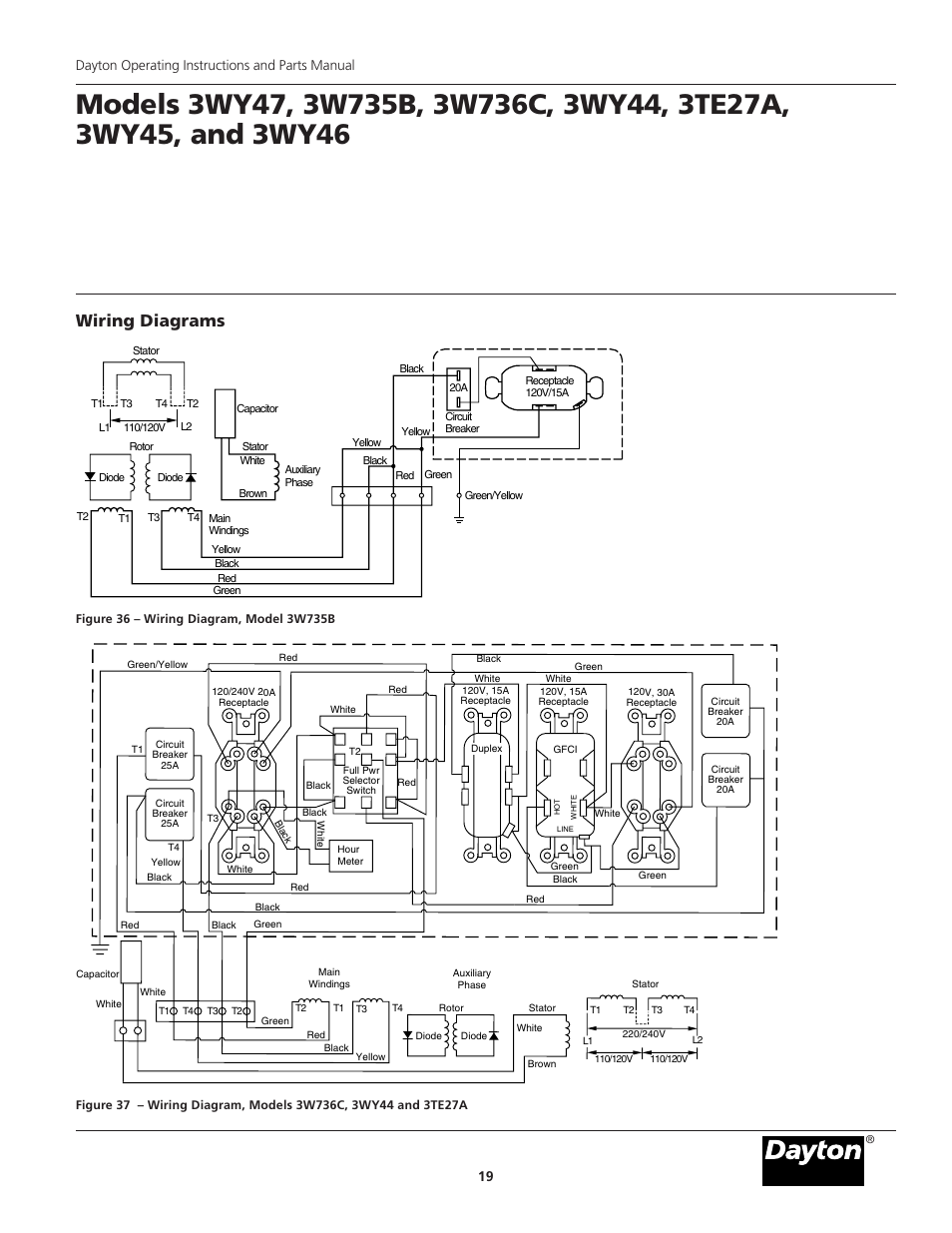Wiring diagrams, Dayton operating instructions and parts manual 19 | Dayton 3WY47 User Manual | Page 19 / 40