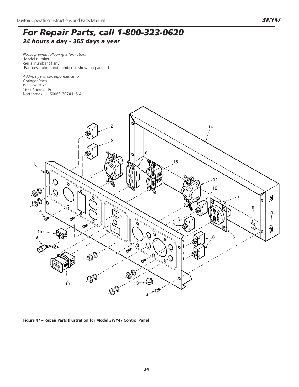 3wy47, Dayton operating instructions and parts manual 34 | Dayton 3WY47 User Manual | Page 34 / 40