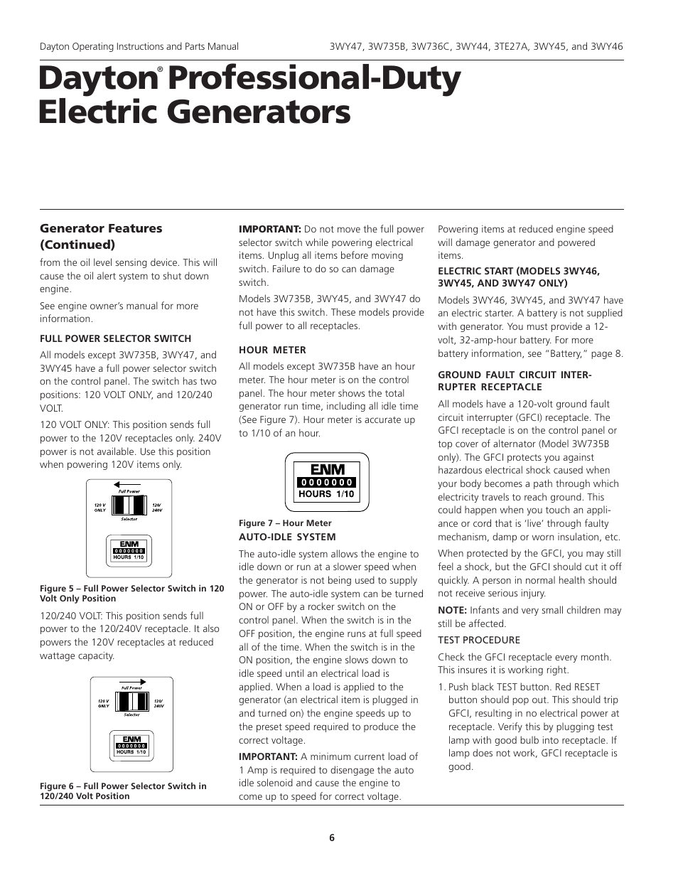 Dayton professional-duty electric generators | Dayton 3WY47 User Manual | Page 6 / 40