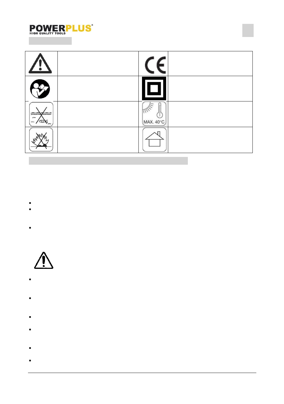 Symbols, General power tool safety warnings, Work area | Electrical safety, Powx0076li, 4 symbols, 5 general power tool safety warnings | Powerplus POWX0076LI CIRCULAR SAW 18V LI-ION 165MM ONE FITS ALL EN User Manual | Page 4 / 11