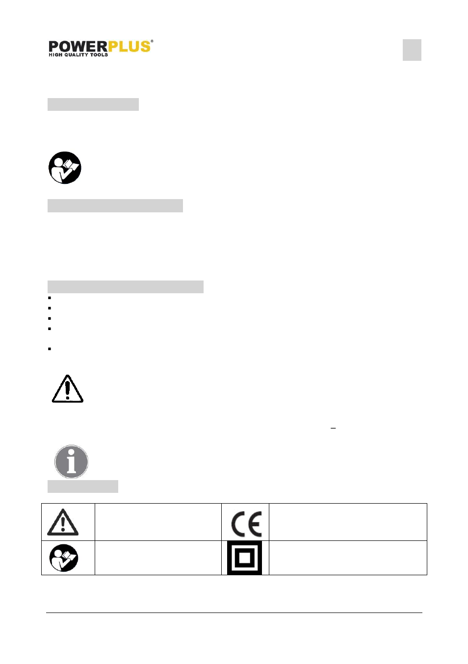 Application, Description (fig. a), Package content list | Symbols | Powerplus POWX0079LI ANGLE GRINDER 18V LI-ION 115MM ONE FITS ALL EN User Manual | Page 3 / 11