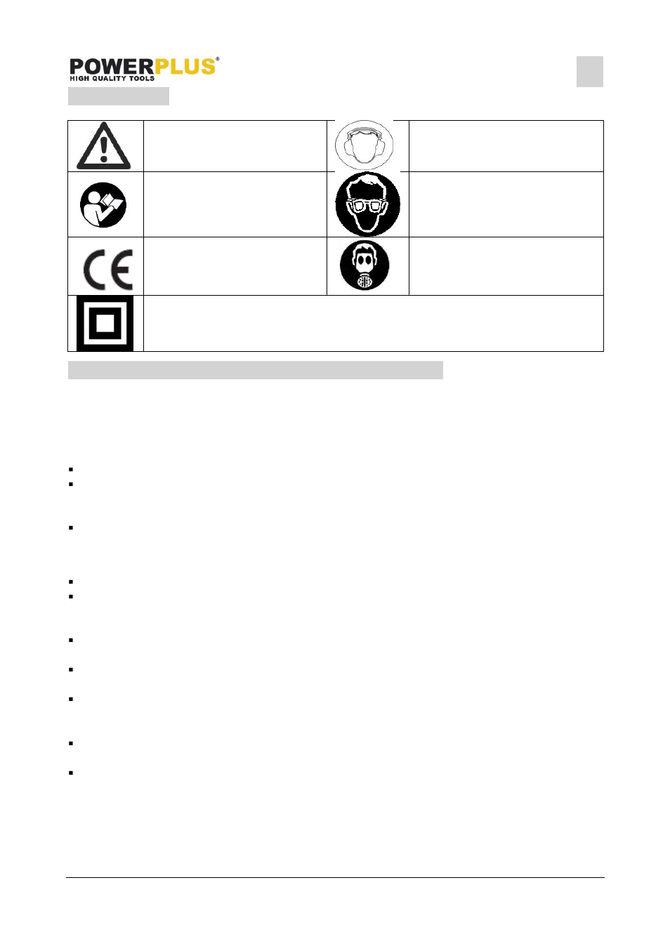 Symbols, General power tool safety warnings, Working area | Electrical safety | Powerplus POWX0440 FINISHING SANDER 330W EN User Manual | Page 4 / 9