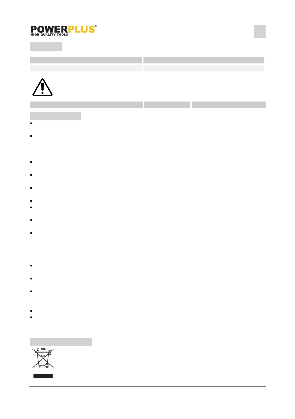 Noise, Warranty, Environment | Powerplus POWX0440 FINISHING SANDER 330W EN User Manual | Page 8 / 9