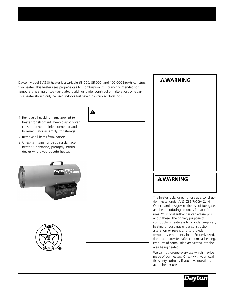 Dayton 3VG80 User Manual | 14 pages