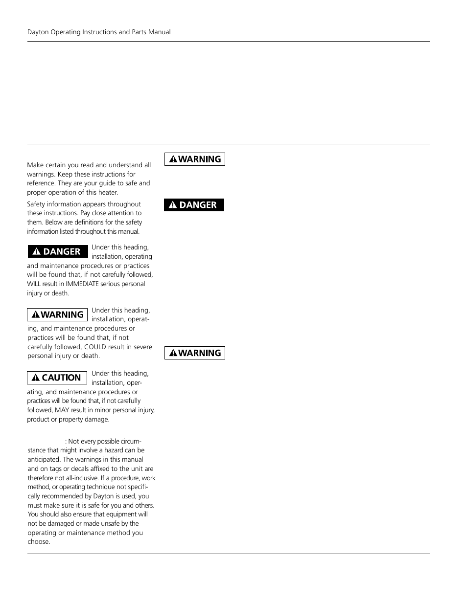 Dayton propane construction heater, 3vg80, General safety information | Dayton 3VG80 User Manual | Page 2 / 14
