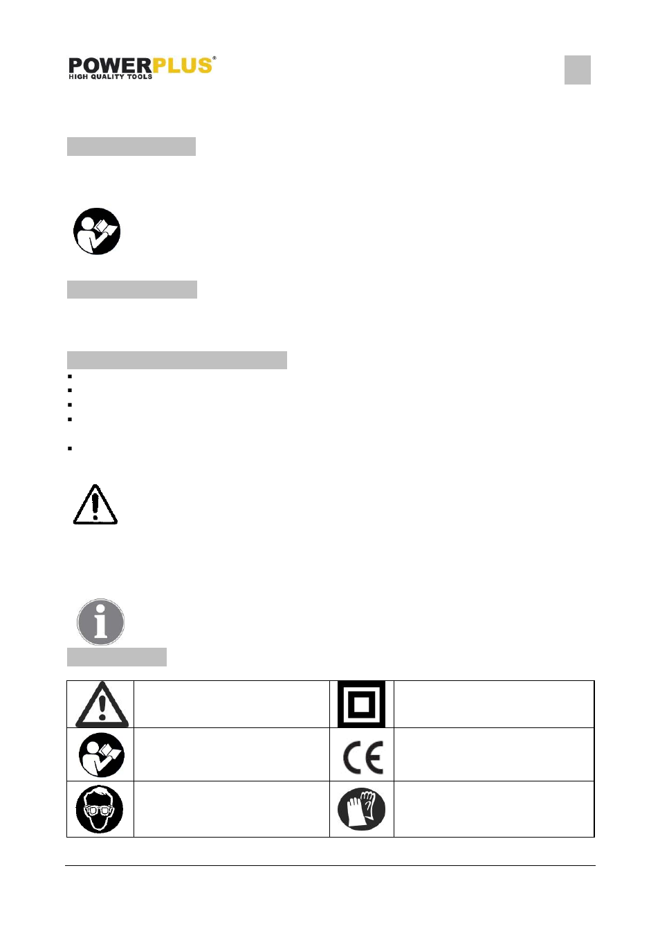 Application, Description, Package content list | Symbols | Powerplus POWX0480 PALM SANDER 220W EN User Manual | Page 2 / 7