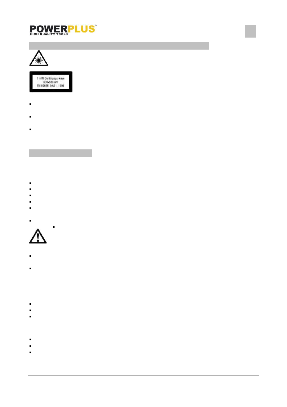 Additional safety instructions for lasers, Adjustments, Replacing the saw blade (fig. b) | Adjusting the depth of cut (fig. a), Setting the mitre angle (fig. a) | Powerplus POWX052 CIRCULAR SAW 1400W 185MM EN User Manual | Page 6 / 10