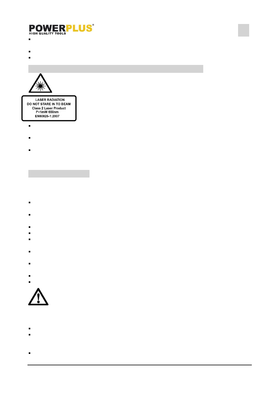 Additional safety instructions for lasers, Adjustments, Replacing the saw blade (fig. 1) | Adjusting the depth of cut (fig. 2) | Powerplus POWX0550 CIRCULAR SAW 1800W 210MM EN User Manual | Page 6 / 10