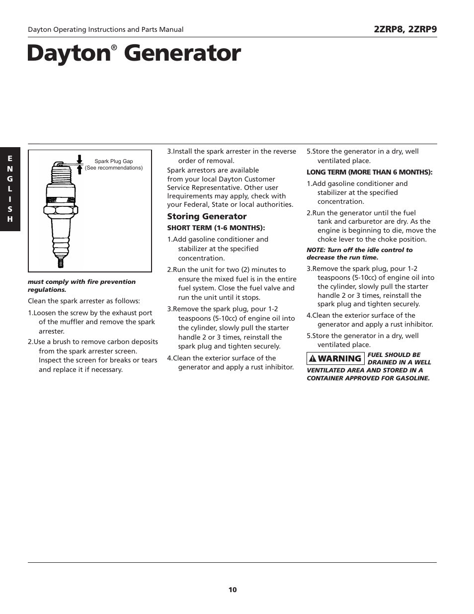 Dayton, Generator | Dayton 2ZRP9 User Manual | Page 10 / 80