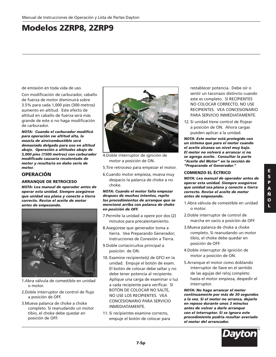 Modelos 2zrp8, 2zrp9 | Dayton 2ZRP9 User Manual | Page 33 / 80