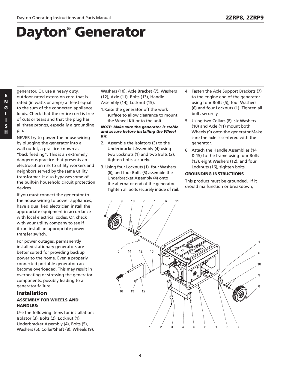 Dayton, Generator | Dayton 2ZRP9 User Manual | Page 4 / 80