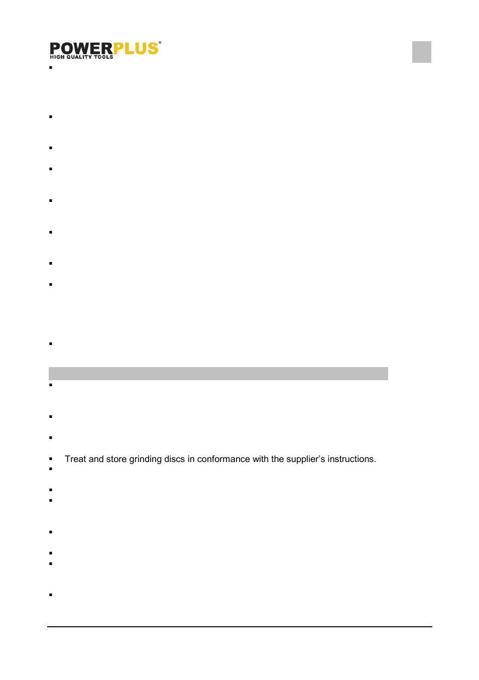 Power tool use and care, Service, Specific safety instructions for angle grinders | Powx0617, 6 specific safety instructions for angle grinders | Powerplus POWX0617 ANGLE GRINDER 2500W 230MM EN User Manual | Page 5 / 12