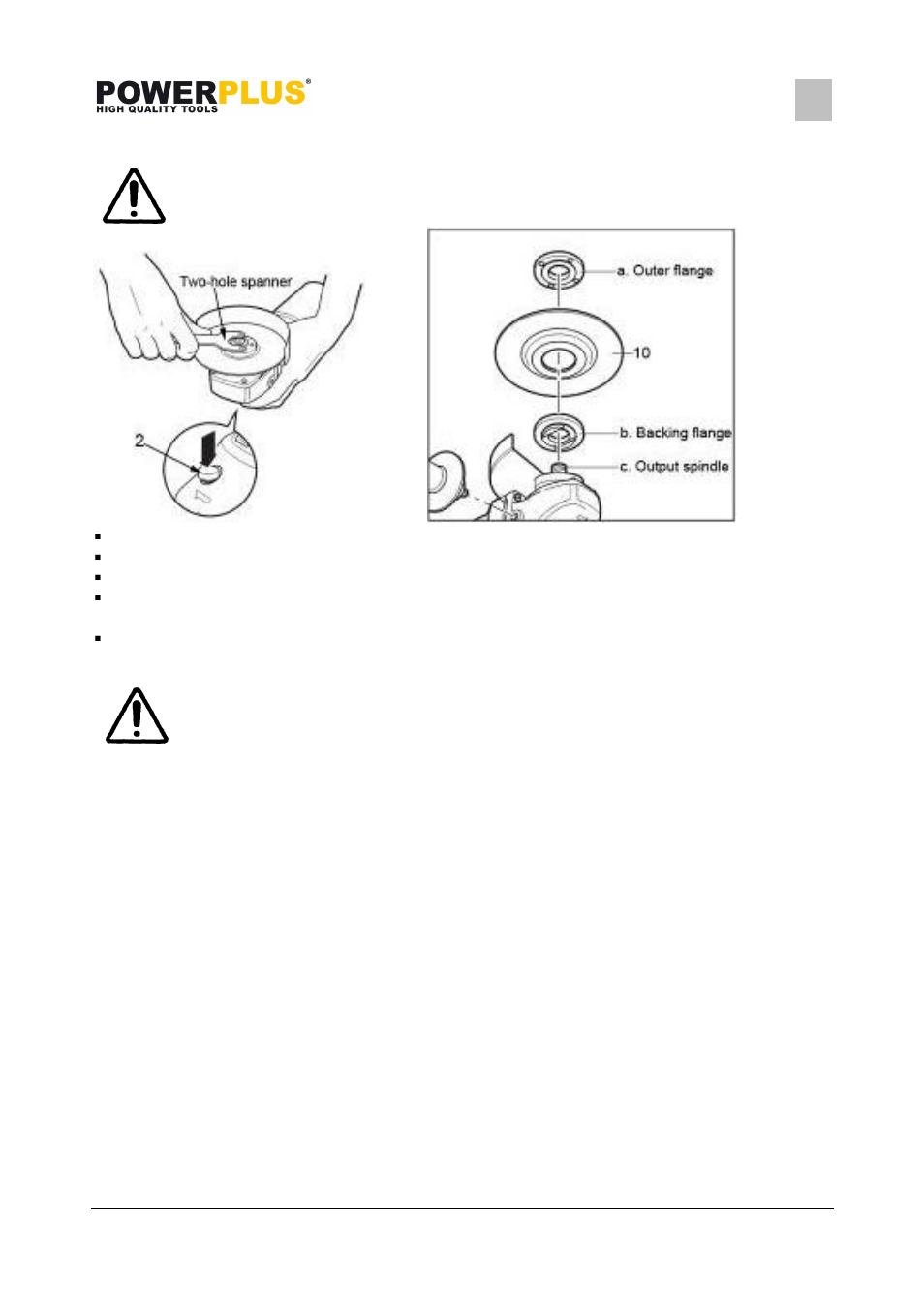 Powerplus POWX067 ANGLE GRINDER 2450W 230MM EN User Manual | Page 8 / 13