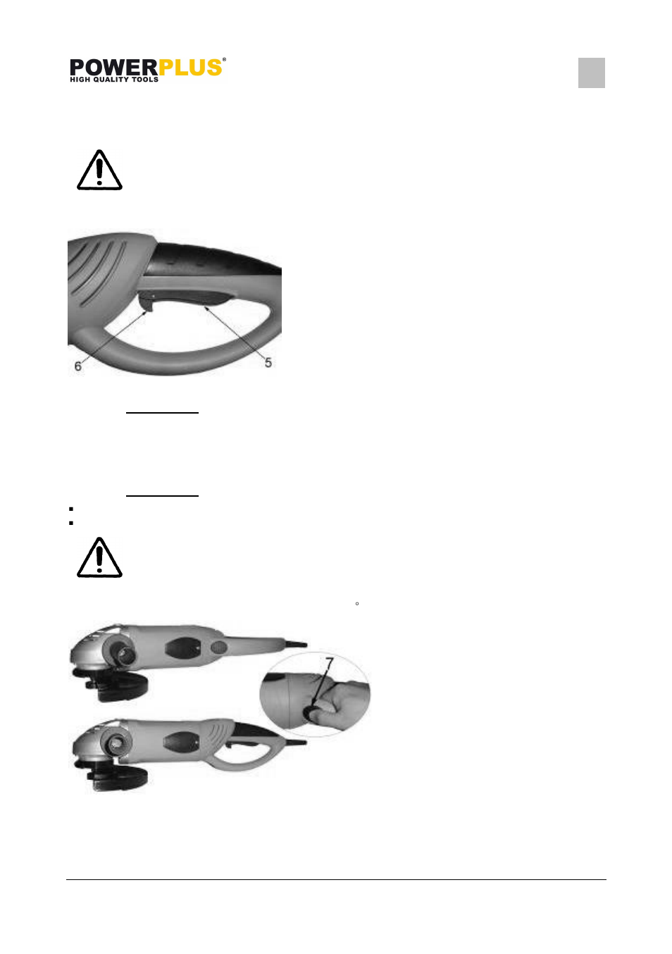 Powerplus POWX067 ANGLE GRINDER 2450W 230MM EN User Manual | Page 9 / 13
