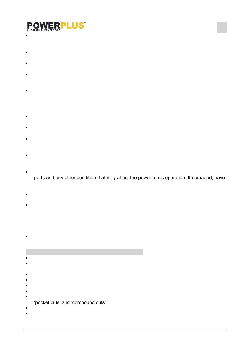 Power tool use and care, Service, Additional safety instructions | Powerplus POWX0682 DUAL SAW 1500W 160MM EN User Manual | Page 5 / 11