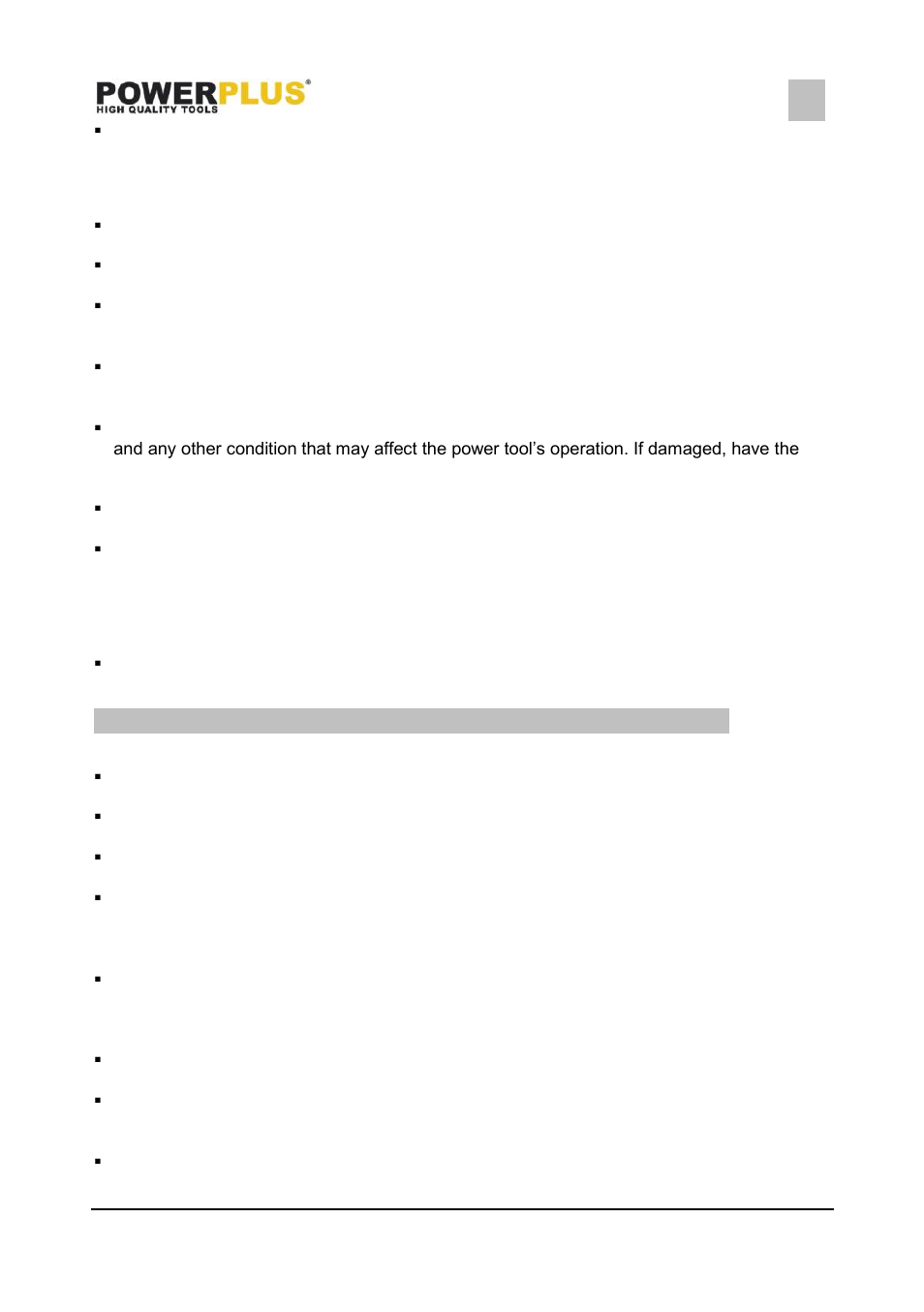 Power tool use and care, Service, Additional safety instructions for table saws | Powx0761, 6 additional safety instructions for table saws | Powerplus POWX0761 FLIPOVER 1400W 216MM EN User Manual | Page 7 / 24