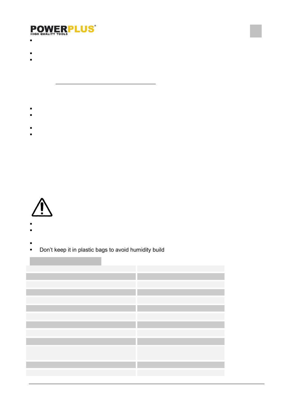 Adapting the sawing depth stop (fig. 30), Cleaning, Storage | Technical data | Powerplus POWX0782 MITRE SAW +UPPER TABLE 1800W 254MM EN User Manual | Page 20 / 22