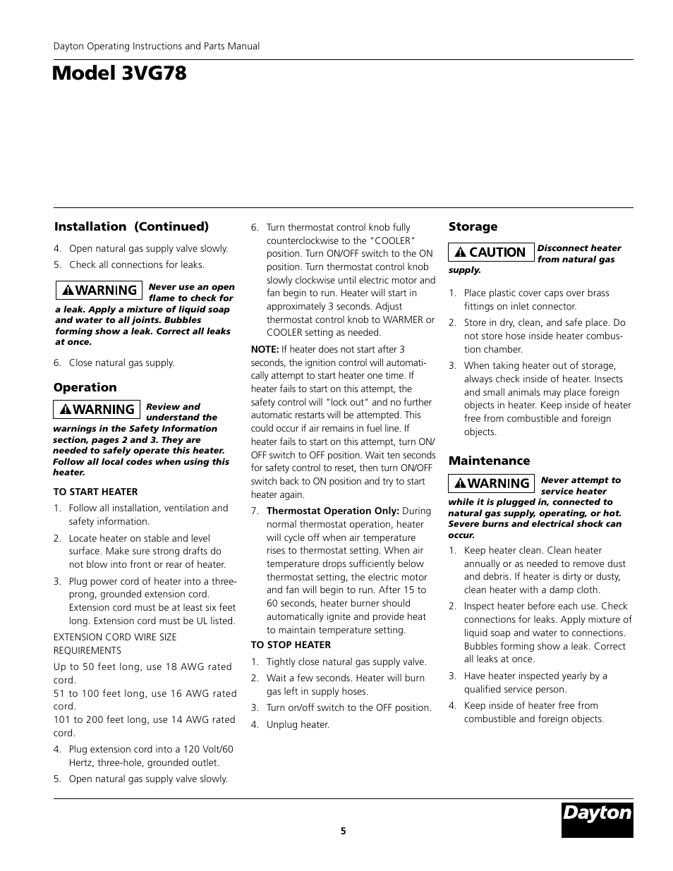 Model 3vg78 | Dayton 3VG78 User Manual | Page 5 / 10