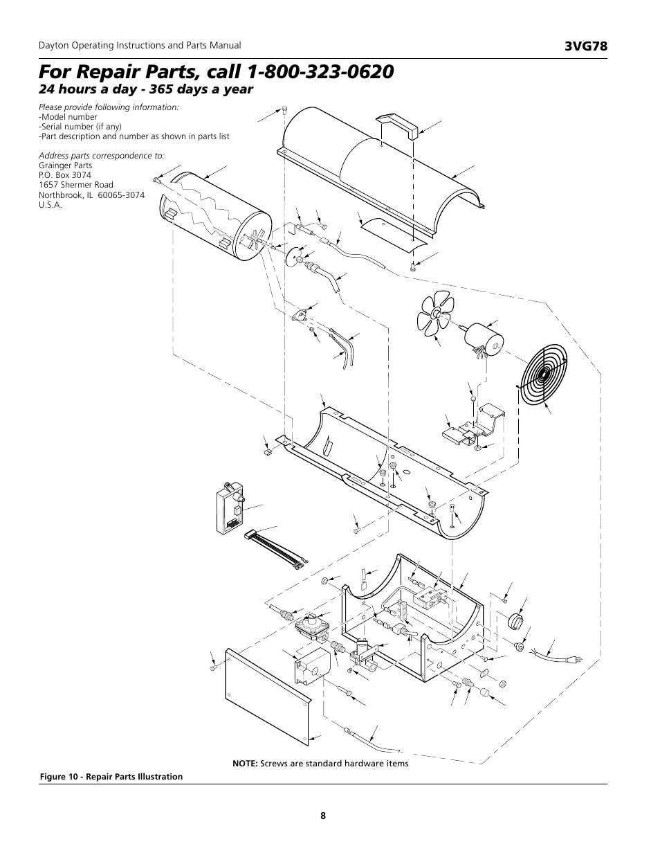 Dayton natural gas construction heater, 3vg78 | Dayton 3VG78 User Manual | Page 8 / 10