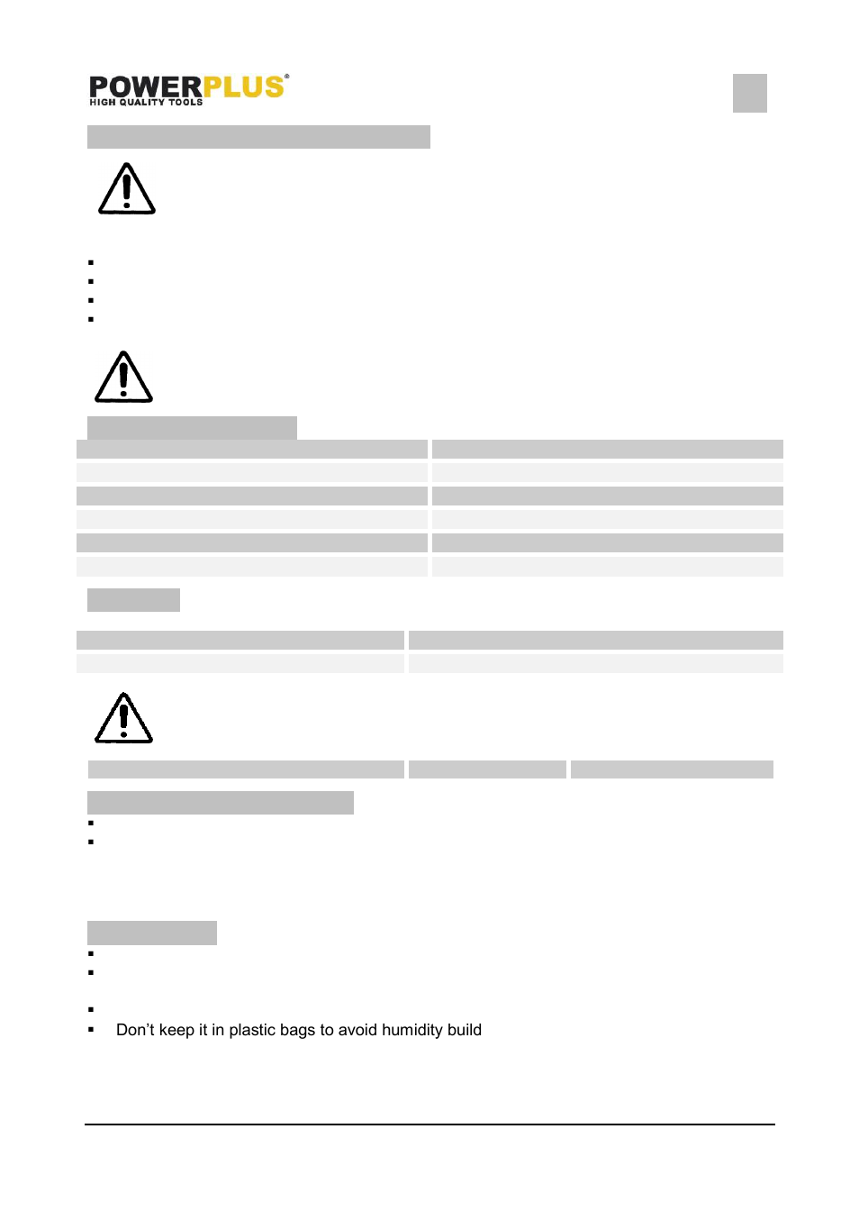 Cleaning and maintenance, Cleaning, Technical data | Noise, Service department, Storage | Powerplus POWX111 ELECTRIC PLANER 1020W EN User Manual | Page 6 / 8