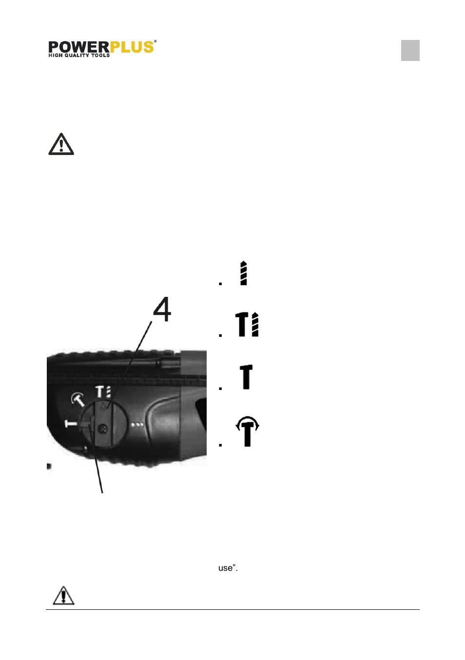 Depth guide, Fitting the auxiliary handle, Selecting the operation mode | Powx112 | Powerplus POWX112 HAMMER DRILL 1050W EN User Manual | Page 6 / 9