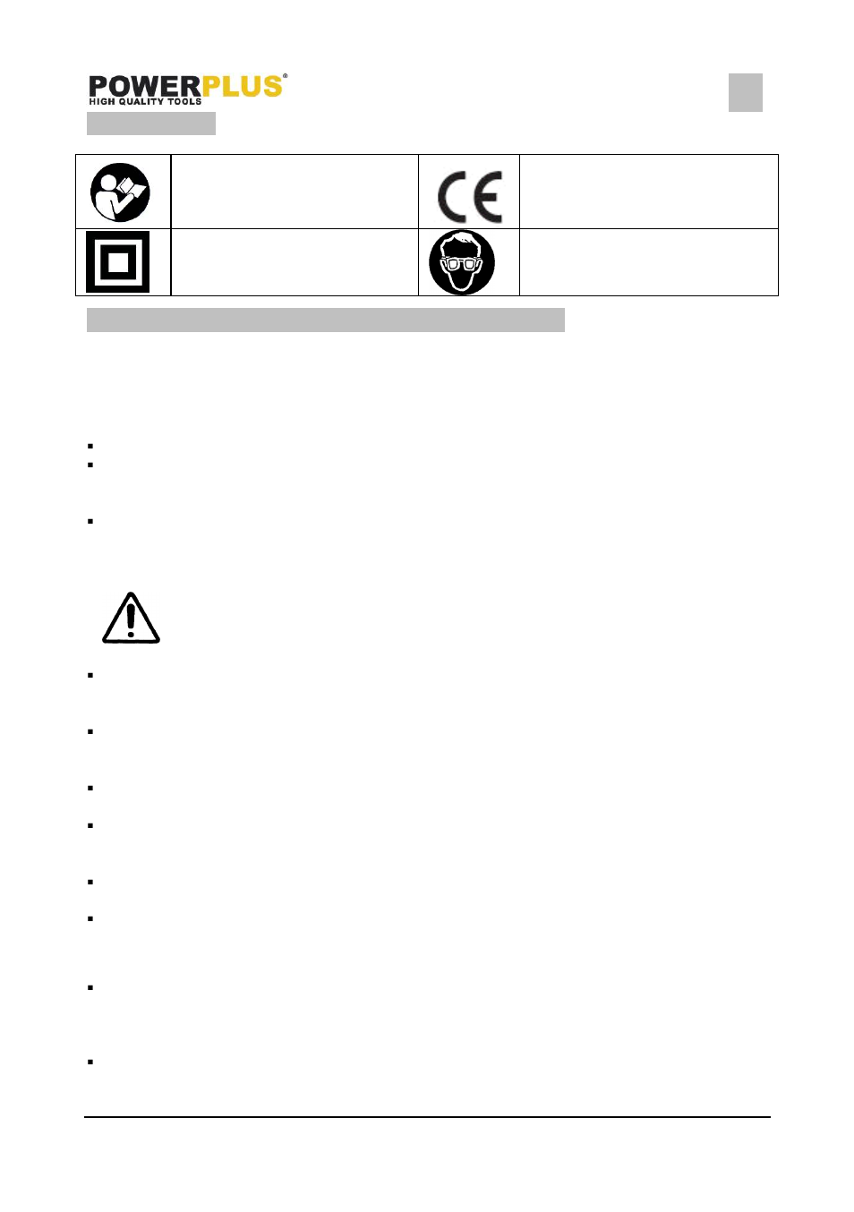 Symbols, General power tool safety warnings, Work area | Electrical safety, Personal safety | Powerplus POWX1152 HAMMER DRILL 1250W EN User Manual | Page 3 / 9