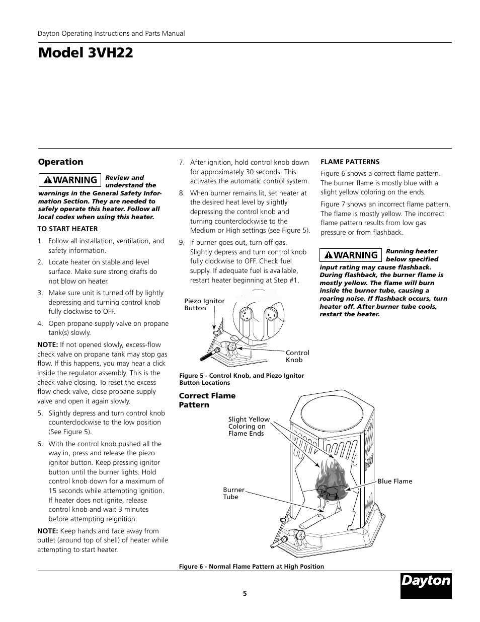 Model 3vh22, Operation | Dayton 3VH22 User Manual | Page 5 / 10