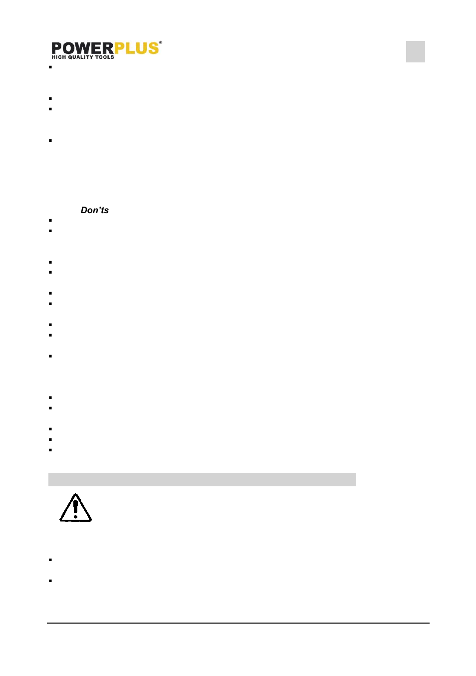 Don’ts, Connecting accessories to the compressor, Powx1705 | 6 connecting accessories to the compressor | Powerplus POWX1705 COMPRESSOR 1100W OIL FREE +ACC EN User Manual | Page 5 / 9