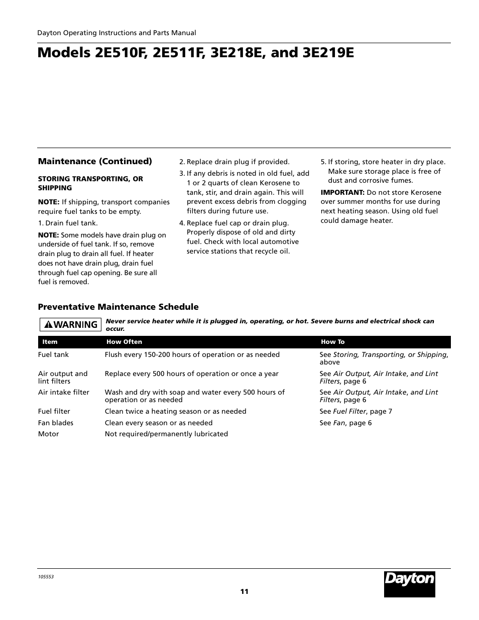 Dayton 5S1792 User Manual | Page 11 / 24