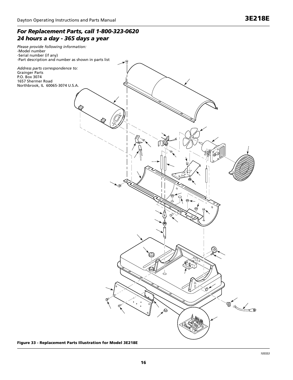 Dayton portable oil-fired heaters, 3e218e | Dayton 5S1792 User Manual | Page 16 / 24