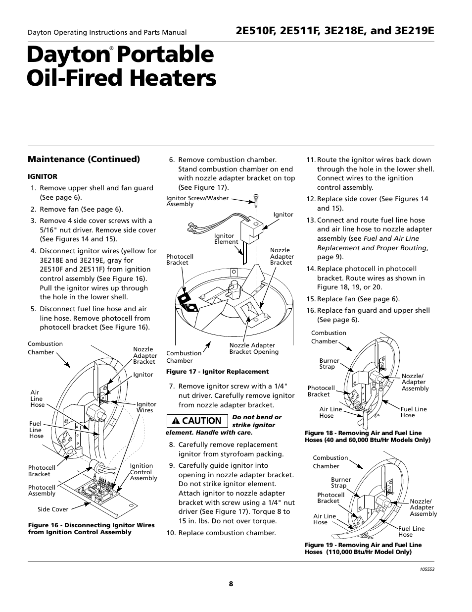 Dayton portable oil-fired heaters, Maintenance (continued) | Dayton 5S1792 User Manual | Page 8 / 24