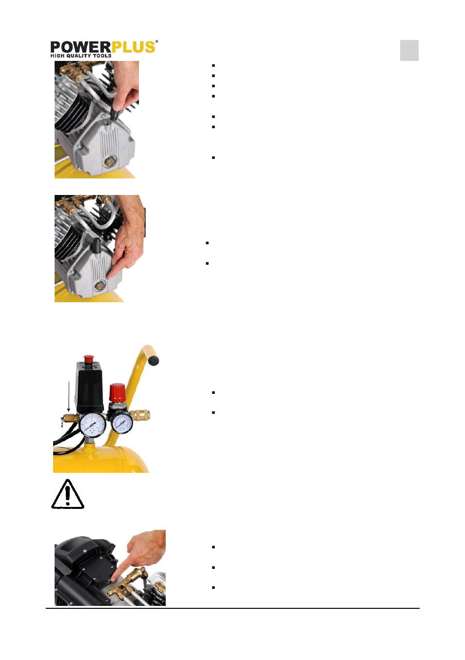 Checking the oil-level, Checking the safety valve, Thermal safety | Powerplus POWX1770 COMPRESSOR 2200W 50L LUBRICATED EN User Manual | Page 8 / 11